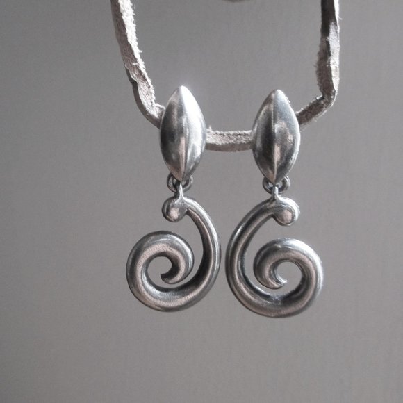 Vintage 90s EXPRESS Scroll Drop Statement Earrings - Picture 1 of 6